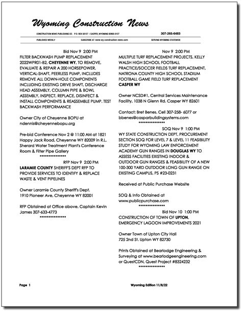 wyoming construction bids.